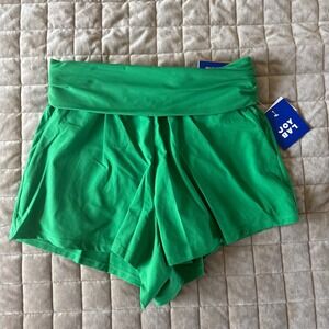 JoyLab Womens Mid-Rise Built-In Shorts Green Rolling Hills Small